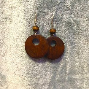 circle wood earrings